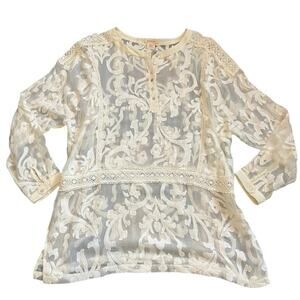 Sundance Silk Crochet Lace Tunic Size Medium Women's